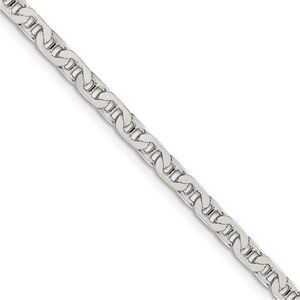 3mm Solid Sterling Silver Flat Anchor Chain Necklace Diamond Cut Mariner Link